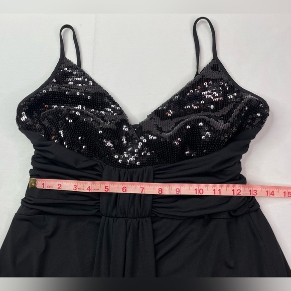 Donna Morgan Formal Black Sequin Dress Midi Length Size 10 - Picture 8 of 8